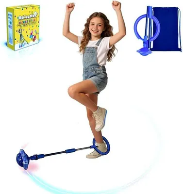 Imagen del producto de Pelota con aro luminoso, plegable, de color azul, ideal para saltos deportivos