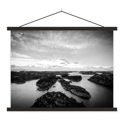 Produktbild von MuchoWow® Textilposter Nordseeinseln Schwarz-Weiß-Foto 40x30 cm mit schwarzem Rahmen - Dekorationen