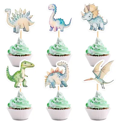 Dinosaurier Torten Dekoration, 9-teilig, Dino Cupcake Topper