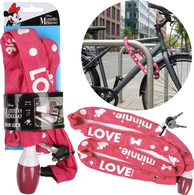 Produktbild von DISNEY Minnie Mouse Fahrradkettenschloss, starke Fahrradsicherung mit 2 Schlüsseln, 120 cm