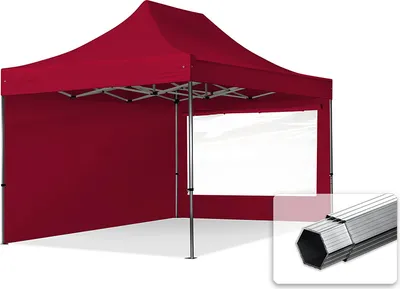 Produktbild von TOOLPORT 3x4,5m Aluminium Faltpavillon, inkl. 2 Seitenteile, rot