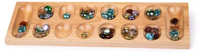 Zdjęcie produktu dla Klasyczna gra Mancala dla 2 graczy z drewnianą planszą