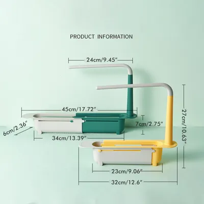 Obrázek produktu pro Teleskopický dřezový stojan Kuchyňský teleskopický dřezový stojan na houbičky Mýdlo Nádobí Nastavitelný odkapávač Rack