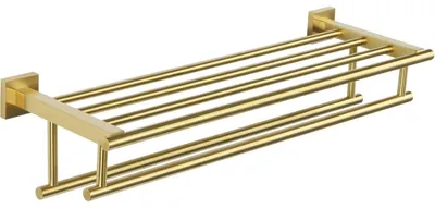Image de Porte-serviettes mural de 60 cm avec étagère, en acier inoxydable doré