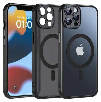 Immagine prodotto di Custodia magnetica per iPhone 12 Pro Custodia protettiva Magsafe Telaio in TPU antiurto forte anello magnetico, nero