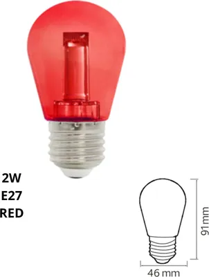 Zdjęcie produktu dla Żarówka LED HOROZ 2 W czerwona E27 do girland