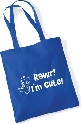 Produktbild von Huuraa Jutebeutel T-Rex I`m cute 10 Liter Bright Royal Baumwolle Tasche Geschenkidee
