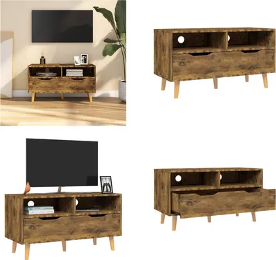 Produktbild von vidaXL TV Schrank Räuchereiche 90x40x48,5 cm Holzwerkstoff - TV-Schrank - TV-Schränke - Fernsehmöbel - Fernsehschrank