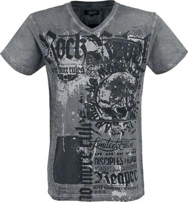 Produktbild von Rock Rebel by EMP Herren graues T-Shirt mit rockigen Allover-Print L