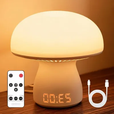 Produktbild von Pilzförmige Lampe – Nachttischlampe – Stimmungslicht – Stufenlose Dimmfunktion – 15 x 15 x 15 cm – Weiß