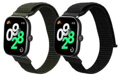 Produktbild von kwmobile 2x Uhrenarmband für Xiaomi Redmi Watch 4 / Band 8 Pro Armband - Fitnesstracker Band Set aus Nylon - Ersatzarmband Smartwatch - Schwarz