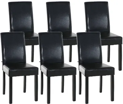 Produktbild von CLP 6er Set Esszimmerstuhl Ina Kunstleder mit Holzgestell braun Gestell Farbe schwarz