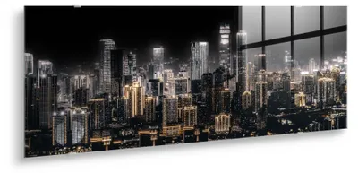 Zdjęcie produktu dla STYLER Obraz na szkle 50x125 cm motyw Shinning City nowoczesna dekoracja ścienna do salonu sypialni biura Glasspik