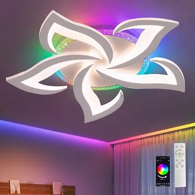 Obrázek produktu pro Stropní svítidlo RGB s měnitelnou barvou, stmívatelné LED lampy s dálkovým ovládáním a aplikací, stropní svítidlo 3000K-6500K vhodné do obývacího pokoje a ložnice, RGB, bílá