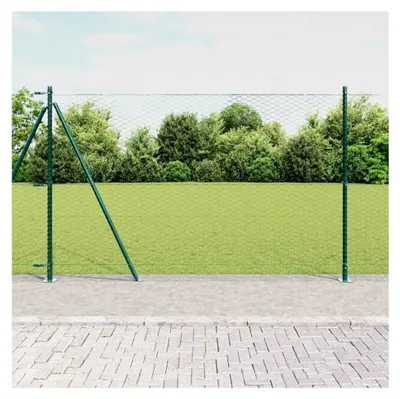 Produktbild von Zaunpfosten Grün 25 x 1,4 m (36 mm Maschen) Stahl und PVC für Gartenzaun, Hundezaun, Weidezaun und Hühnerzaun