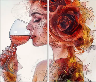Produktbild von Spritzschutz Herdabdeckplatte Schneidebrett aus Glas Weintrinkende Frau 2-Teilig (60x52cm)