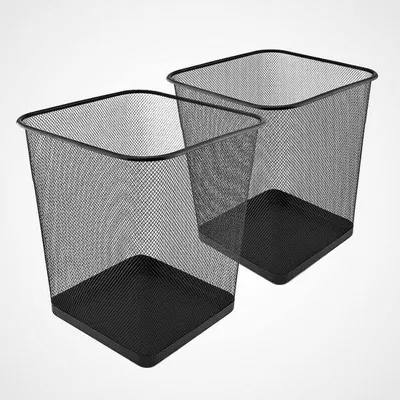 Produktbild von Unyqoos® Papierkorb – quadratischer Drahtkorb, 2er-Set schwarz, H 30 cm, 18 L | platzsparender Abfalleimer für Büro & Kinderzimmer