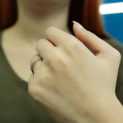 Produktbild von 0,30 Carat Diamant halbrund Memoire Ring 14 Karat Weißgold - 57 (18,10 mm)