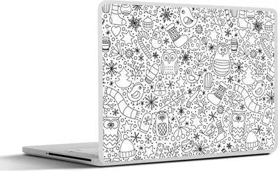 Produktbild von MuchoWow® Laptop Aufkleber Sticker Cover Design - Winter - Schwarz - Weiß - Weihnachten 40x30 cm - Laptop Dekoration - Selbstklebend