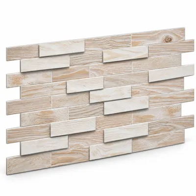 Produktbild von 3D Wandpaneele PVC Holzoptik | Gebleichte Eiche | 1 Platte ca. 0,5 m² | Wandverkleidung für Wohnzimmer, Küche & Bad | DIY Montage