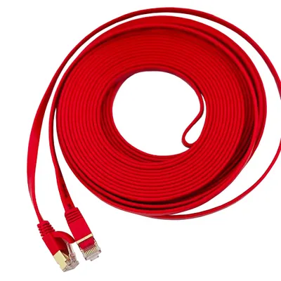Produktbild von Patchkabel CAT7 Netzwerkkabel LAN DSL rot Netzwerk Kabel Ethernet flach 2m