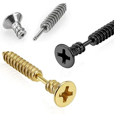 Produktbild von Tragus Cartilage Piercing Edelstahl Ohrstecker „Schraube“ Schwarz