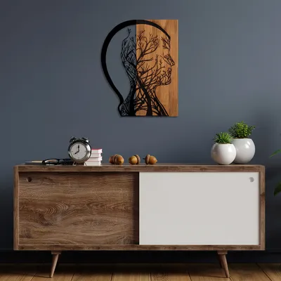 Produktbild von Wallity, Tree- SKL2396, Nussbaumfarbe,Schwarz, Sonstige WohnNachbildungationen, 45 x 58 cm, 50% Holz (Dicke: 3 cm) / 50% Metall