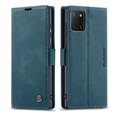 Immagine prodotto di Custodia Galaxy Note 10 Lite, Custodia retrò in Finto cuoio, tasche per carte, chiusura magnetica, custodia con funzione stand per Samsung Galaxy Note 10 Lite Blu
