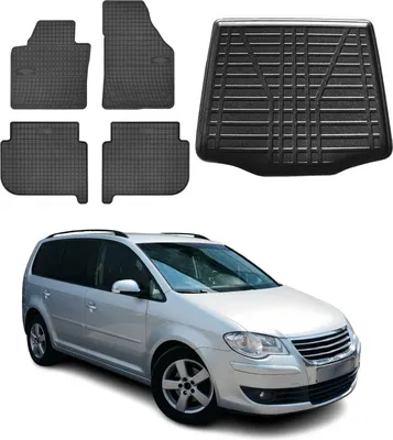 Immagine prodotto di Set tappetini e fodera bagagliaio per VW Touran 2003-2010 in gomma TPE nero 5x