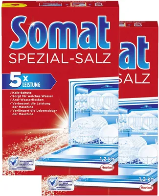 Produktbild von Somat Spezial-Salz Spülmaschinensalz 2x1,2kg Kalkschutz Reinigung