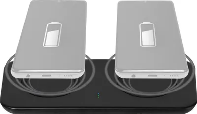 Produktbild von Dual Wireless Fast Charger, induktives QI Ladepad, USB Type-C, 2x 10W