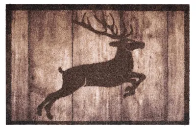 Produktbild von Akzente Listen Deer Jump Fußmatte 40x60 cm, Polyamid-Monofilament, rutschfest, TPE-Rückseite, PVC-frei, abriebfest, für Fußbodenheizung geeignet.