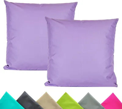 Produktbild von JACK 2er Set 40x40cm Outdoor Kissenhülle Kissenbezug Wasserfest Sitzkissen Lounge Kissen Garten Stuhl Lotus Effekt, Farbe:Flieder