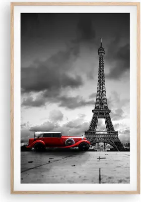 Produktbild von Gerahmtes Poster - Rahmen in heller Eiche - Auto Eiffle Paris Stadt - 61x91,5 cm - Wand Bild - Wanddeko - Wandbilder - Wandposter - Bilderrahmen - Bilder - Kunstdruck - Wandbild - P2NPA61x91-2828