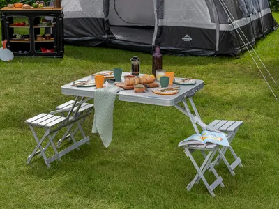 Produktbild von CamPart Travel TA-0875 Picknicktisch Arkansas, 4 Sitz(e), Eingebaute Sitze, Aluminium, Aluminium, 14,2 kg