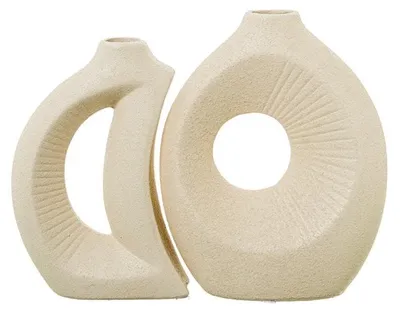 2er-Set Keramikvasen, roh, 21,5 x 16,5 x 11 cm