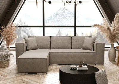 Image de AX LIVING Beige canapé d'angle avec fonction sommeil Vinoria 255cm G