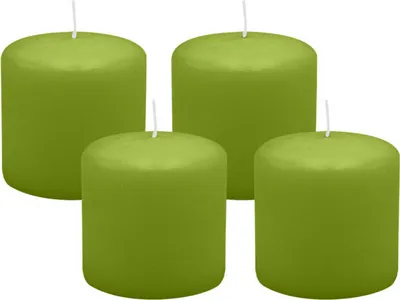 Produktbild von 4er Set Adventskranzkerzen Limonegrün Ø 60 x 80 mm