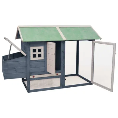 Zdjęcie produktu dla vidaXL Klatka dla kurczaka szara 170x81x110 cm lite drewno sosna & jodła