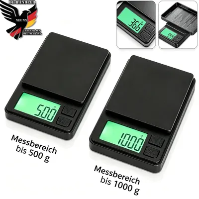 Produktbild von Digitale Präzisionswaage Feinwaage 1000g /0.01g Küchenwaage Digitalwaage Lebensmittelwaage Haushaltswaage mit Lcd Display & Tara Funktion Taschenwaage