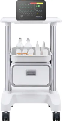 Produktbild von SucceBuy 2-stöckiger Laborwagen, Mehrzweckwagen mit 1 Schublade und 1 oberem Tablett, mobiler medizinischer Wagen mit ABS-Material, Rollwagen mit 4 leisen Rädern für Labor, Klinik, Krankenhaus, Weiß