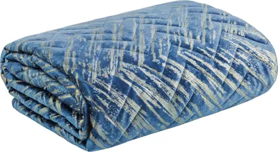 Immagine prodotto di Copriletto decorativo 170x210 Agata 1 blu scuro con stampa a pois oro in velluto Eurofirany