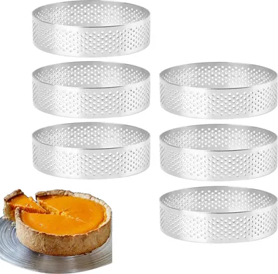 Immagine prodotto di Taartring - 6 pezzi - Ø 8 cm*2 cm*0,8 mm - RVS - Tortiera - Stampo per torte - Tortiera per mousse - Per cuocere muffin, torte, biscotti