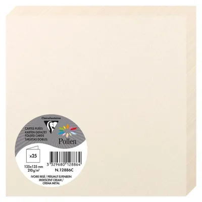Produktbild von Clairefontaine 12886C, Standard-Grußkarte, Elfenbein, 210 g/m², 135 mm, 135 mm, Frankreich
