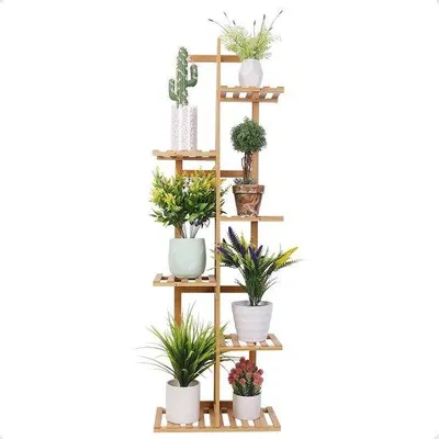 Produktbild von Famanu Pflanzenregal mit 6 Ebenen - Bamboe Blumenstand