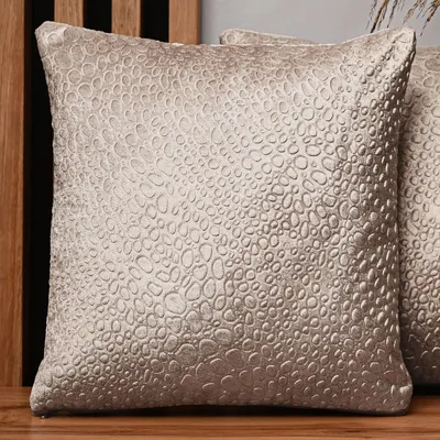 Obrázok produktu pre MG Design, dvojica vankúšových poťahov, 60 x 60 cm, béžová farba, so zipsom, zamatová tkanina s reliéfnym vzorom, príjemná na dotyk a ľahká na údržbu