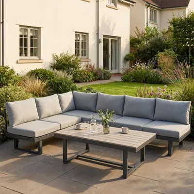 Produktbild von bellavista - Home&Garden® Lounge-Set Largo 5-tlg. grau Aluminium Gartenlounge 6 Personen