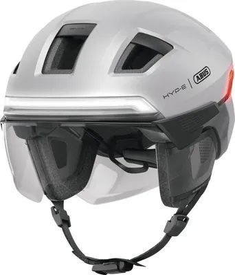 Immagine prodotto di Casco da bici ABUS HYP-E B.LACE - con luce anteriore, posteriore e indicatore di direzione e attivazione wireless della luce del freno - con visiera e paraorecchie - per bici, e-bike e S-pedelec - ilber, taglia S (51-55 cm)