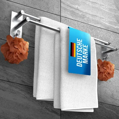 Obrázek produktu pro Držák na ručníky, 60 cm, nerezová ocel, dvojitý, samolepicí, pro koupelnu
