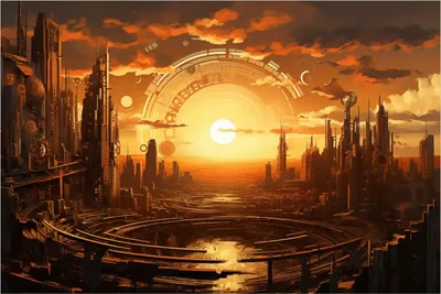 Produktbild von Wallario Poster - Sonnenportal in die Zukunft, Kunstdruck Größe: 61 x 91,50 cm
